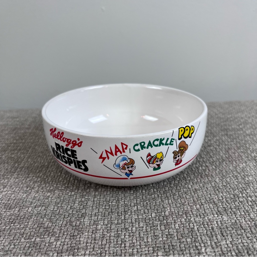 VINTAGE 1987 KELLOGG'S RICE KRISPIES CEREAL BOWL Snap Crackle Pop Ceramic